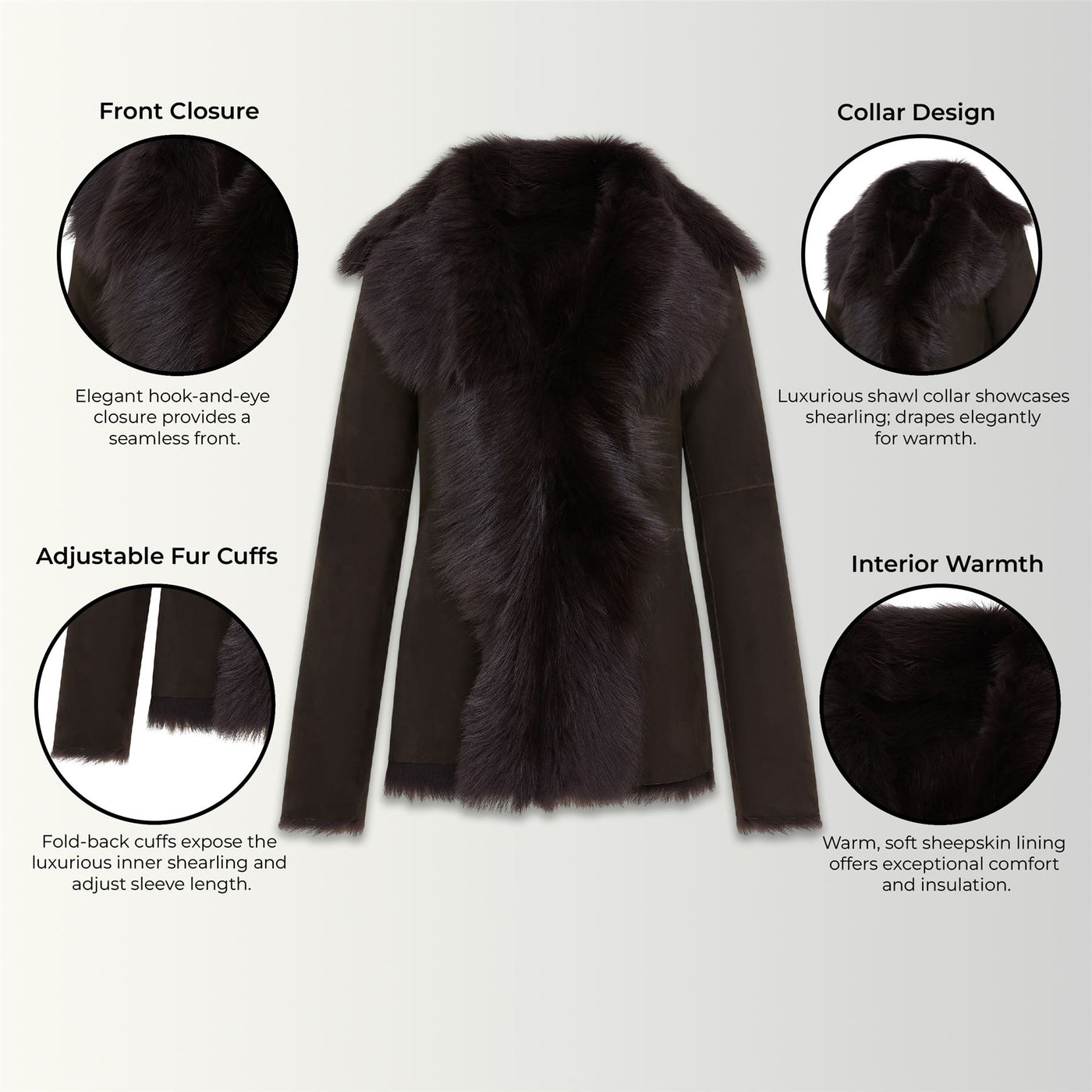 Women's Sheepskin Toscana Shearling Suede Leather Jacket - Noiré