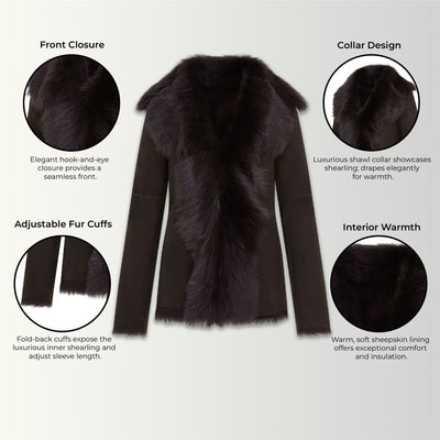 Women's Sheepskin Toscana Shearling Suede Leather Jacket - Noiré