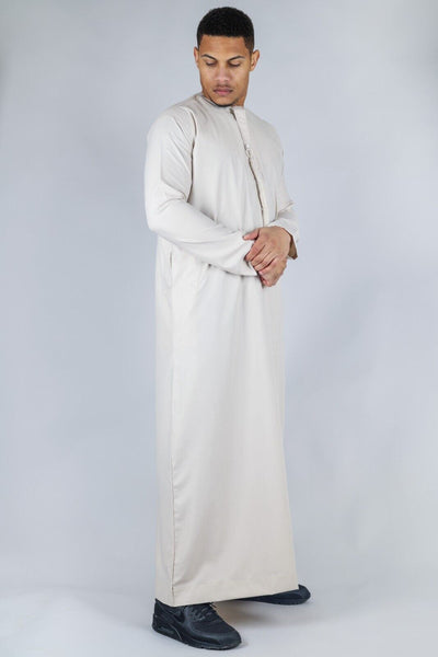 Men's Thobe Emirati Islamic Jubba Robe Eid Tassel Regular Fit