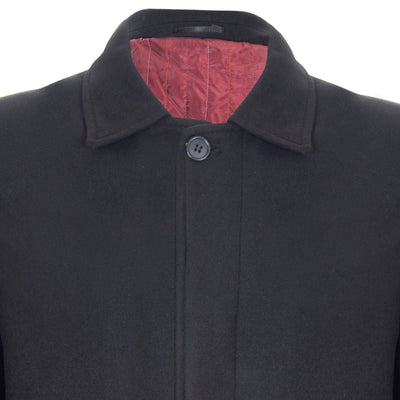 Mens 3/4 Long Black Wool Coat Crombie Overcoat Jacket Peaky Blinders Slim Fit