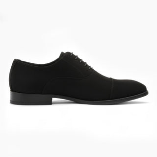 Men’s Black Faux Suede Leather Lace-Up Derby Oxford Shoes