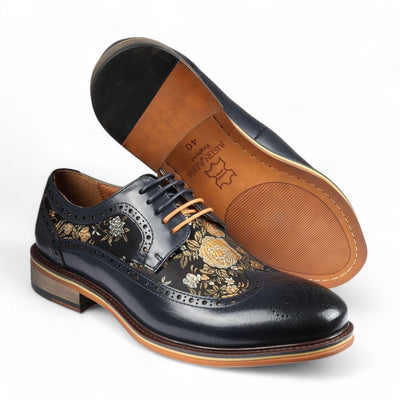 Justin Reess Men's Leather Floral Brogue Shoes - Ross