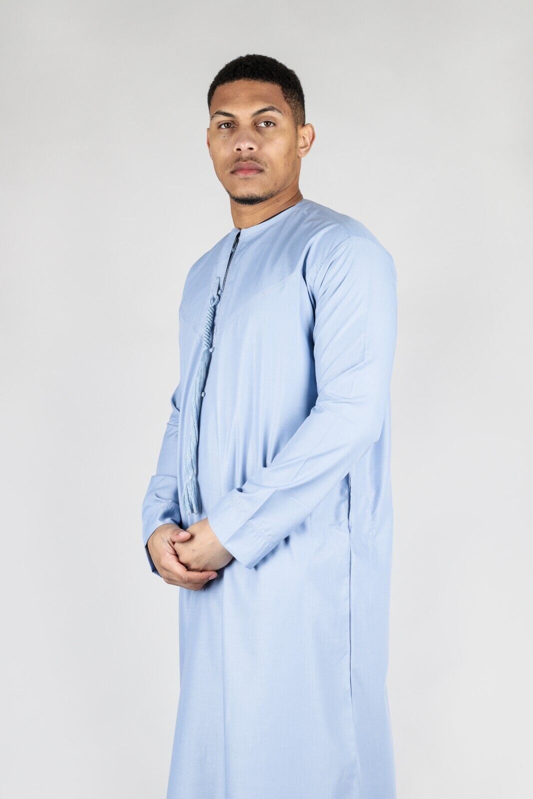 Men's Thobe Emirati Islamic Jubba Robe Eid Tassel Slim Fit