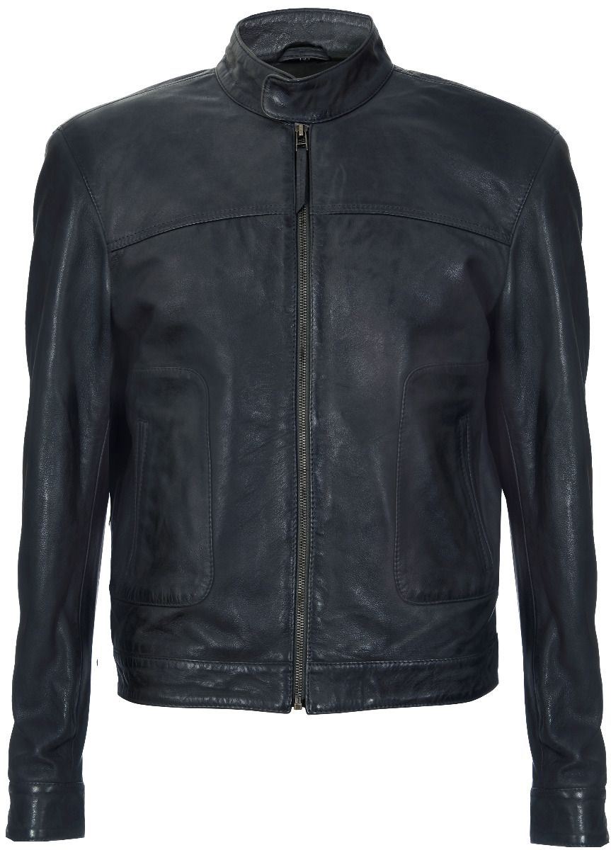 Men’s Classic Fitted Leather Biker Jacket-Austin