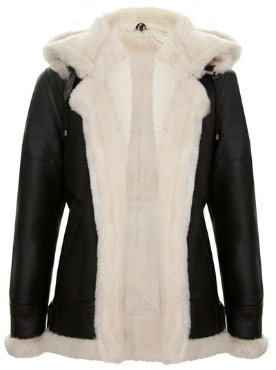 Mens Hooded Sheepskin Leather B3 Flying Jacket-Columbus