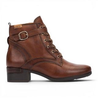 Pikolinos Women's Brown Leather Lace-Up Mid-Heel Ankle Boots - Malaga