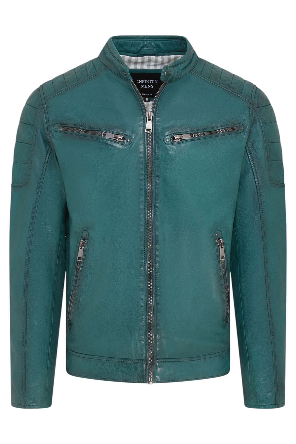 Men's Modern Classic Leather Quilted Biker Jacket - Derry