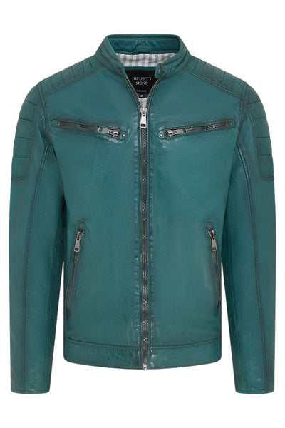 Men's Modern Classic Leather Quilted Biker Jacket - Derry