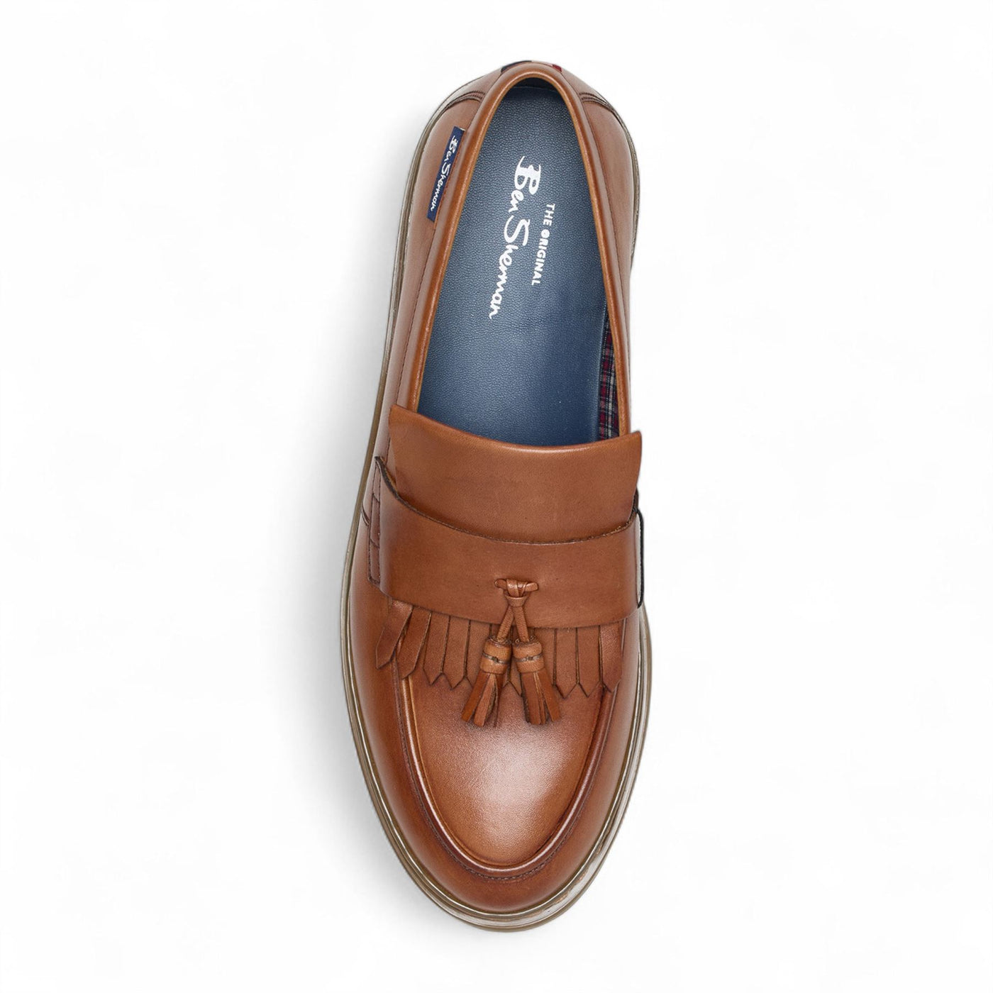 Ben Sherman Men's Tan Brown Leather Tassel Loafer Shoes - Dudley
