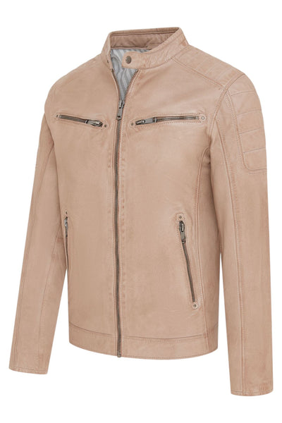 Men's Modern Classic Leather Quilted Biker Jacket - Derry