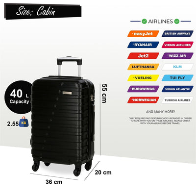 Robust Lightweight Hard shell Cabin Suitcase 4 Wheel Luggage