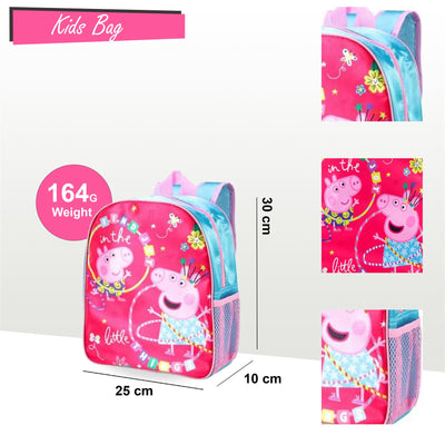 Peppa Pig Girls Backpack Pink Rainbow Adjustable Shoulder Strap Schoolbag