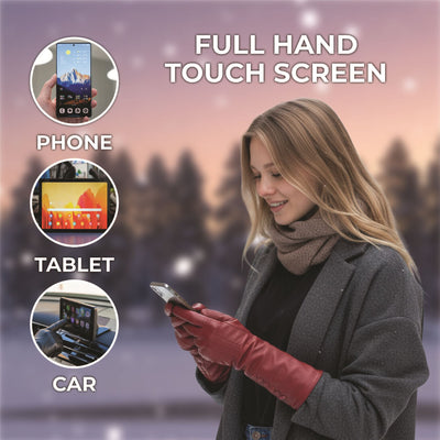 Womens Long Italian Leather Winter Button Design Soft Wool Lining Gloves - L-GLV-201