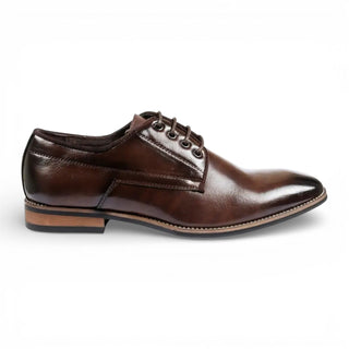 Men's Brown Classic Plain Toe Lace-Up Derby Oxford Formal Lace-Up Brogue Shoes