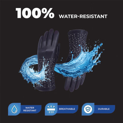 Womens Italian Leather Winter Studded Design Soft Wool Lining Gloves - L-GLV-601