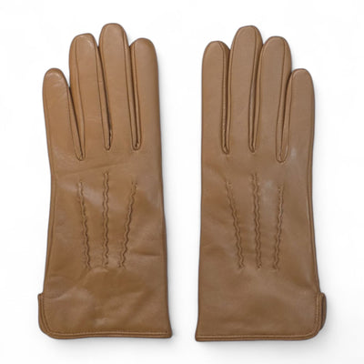 Womens Italian Leather Winter Stitch Line Design Soft Wool Lining Gloves - L-GLV-301