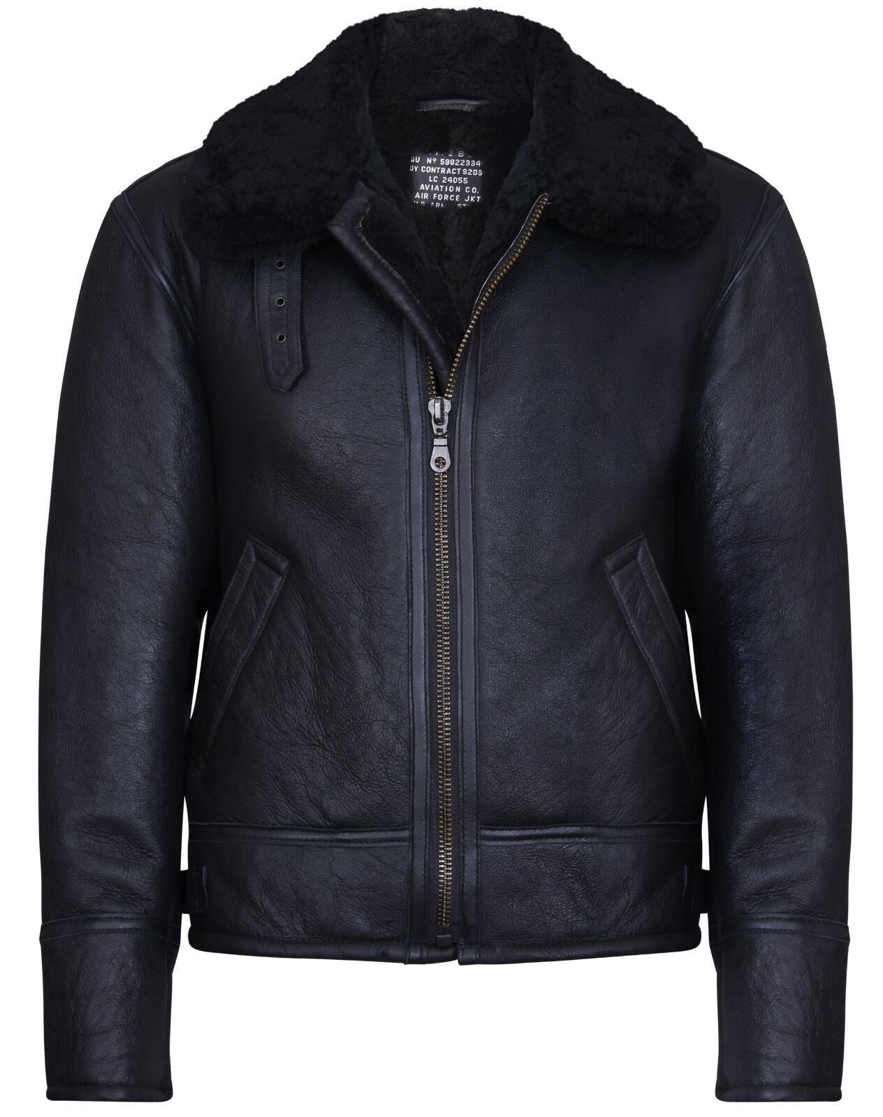 Mens B3 WW2 Leather Sheepskin Aviator Flying Jacket-Charleston