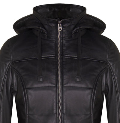 Women's Leather Quilted Parka Coat-Allentown