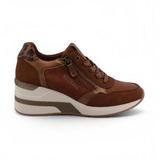 Mustang Women's Tan Cream Platform Sneaker Trainer Casual Shoes - M0872002