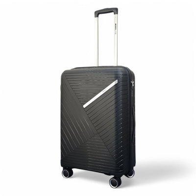 Robust PP Hard Shell Black 8 Wheels Luggage Travel Holiday Cabin Suitcase Set