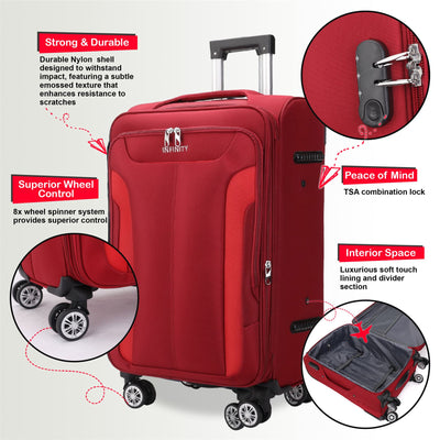 8 Wheel Lightweight Suitcase Luggage Travel Bags Set
