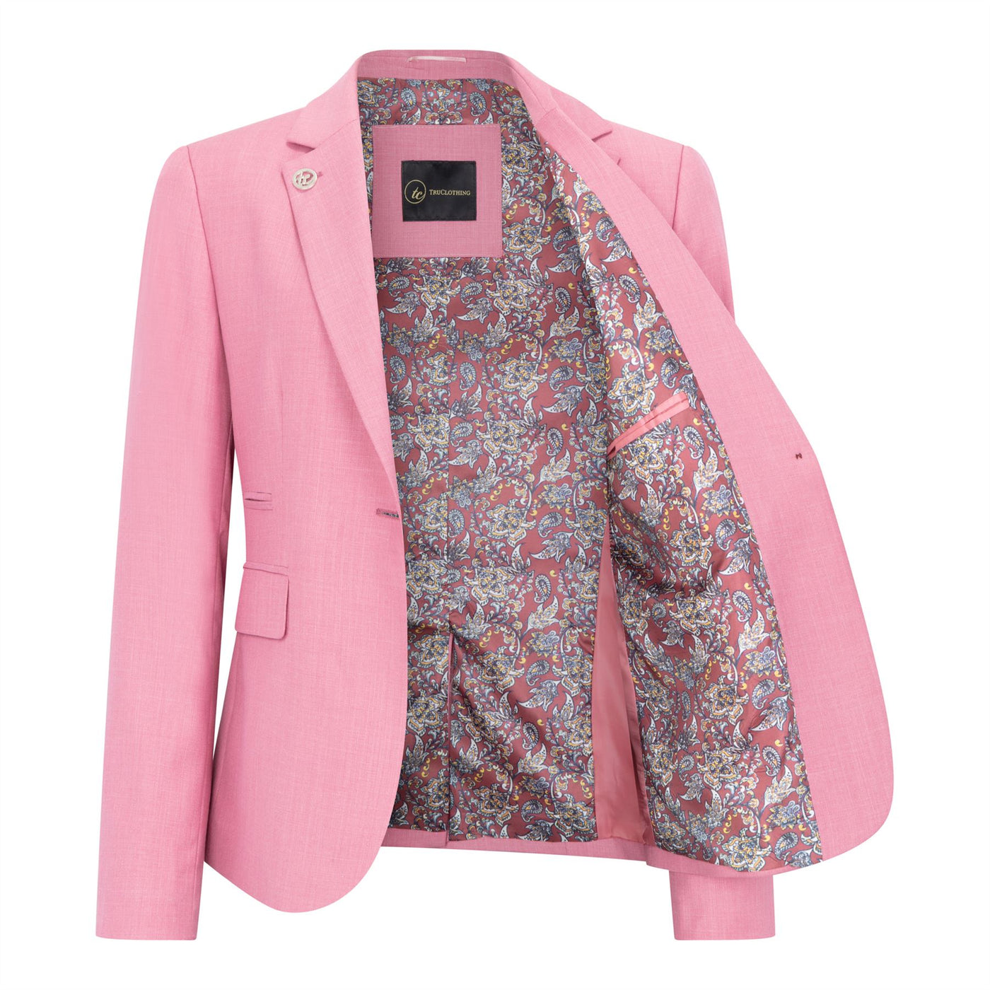 Women's 3 Piece Tailored Fit Plain Pink Formal Office Suit