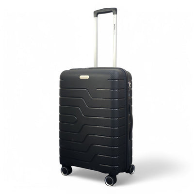 Hard Shell Black PP Dual 4 Wheels Luggage Travel Cabin Holiday Suitcase Set