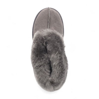 Women's Sheepskin Suede Ankle Grey Slip-On Bootie Winter - Glacier