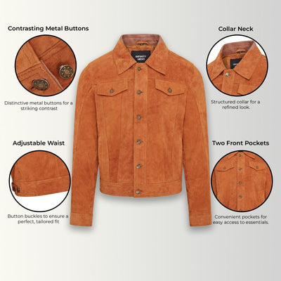 Mens Trucker Goat Suede Western Leather Jeans Jacket - Yangon