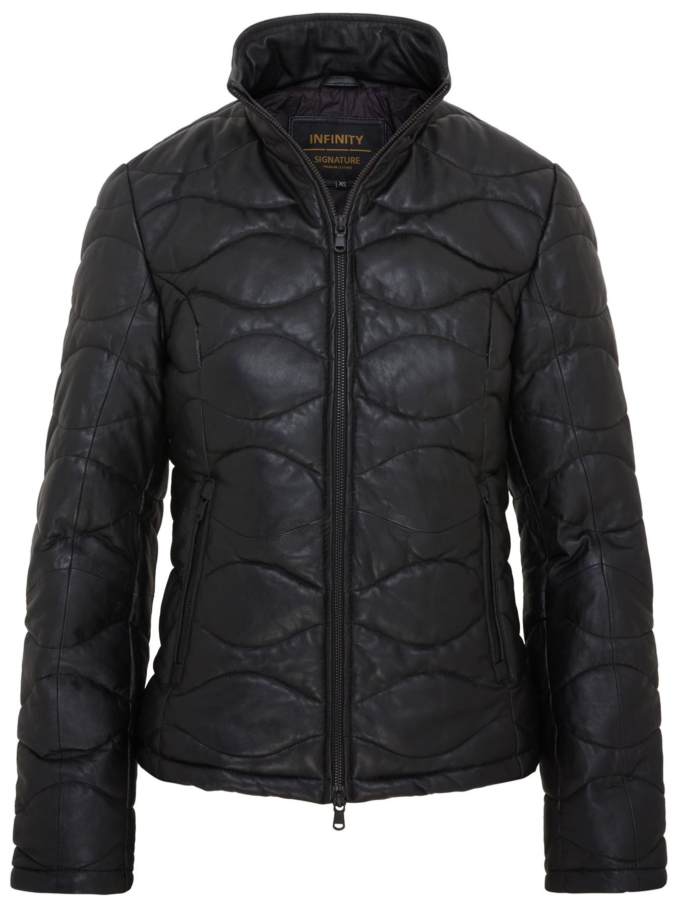 Womens Puffer Quilted Bomber Leather Jacket - Hamar