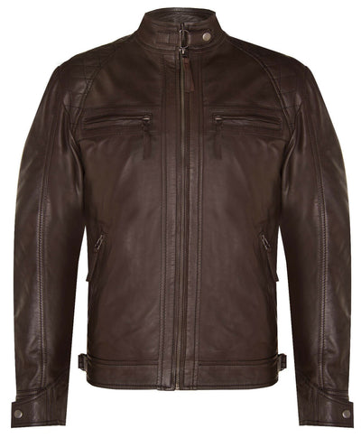 Men's Vintage Leather Quilted Biker Jacket-Monaco