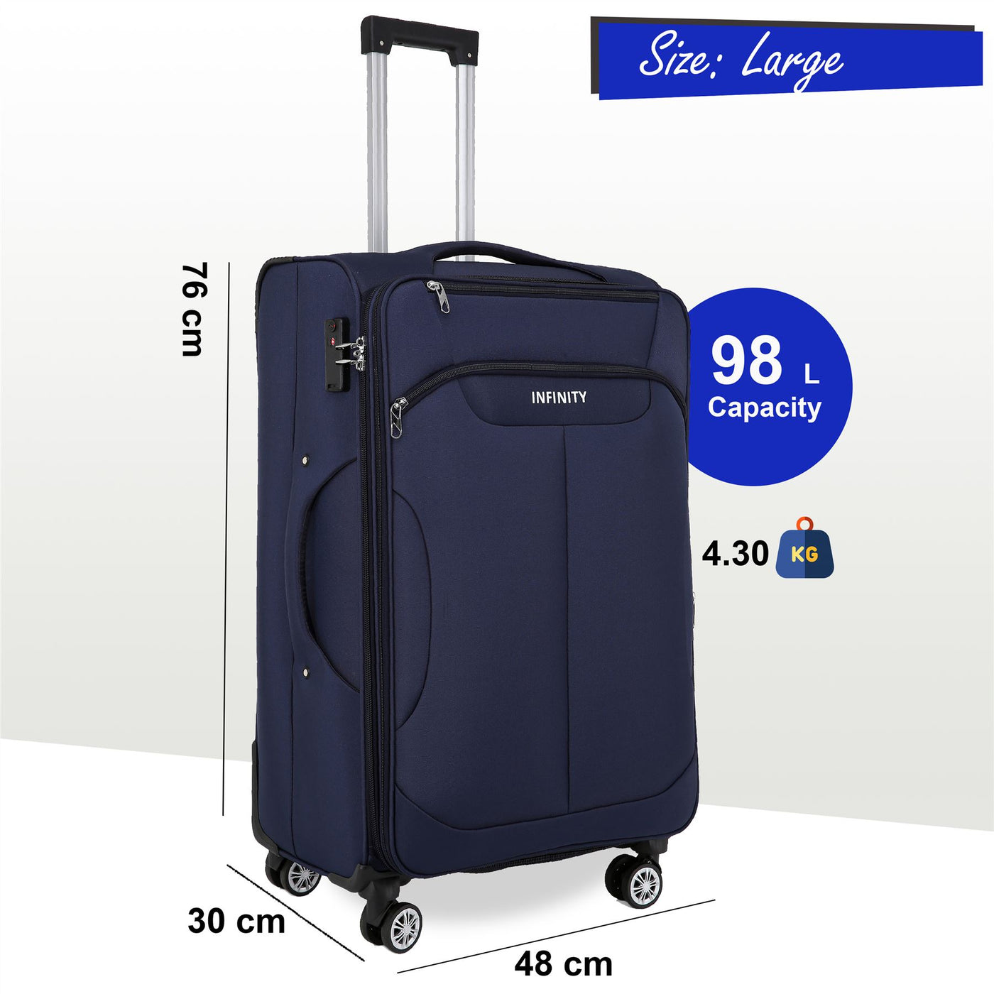 8 Wheel Lightweight Suitcase Luggage TSA Travel Bags Set