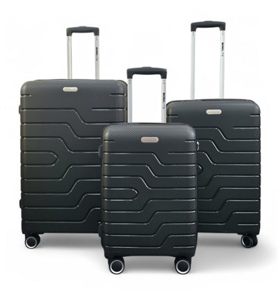 Hard Shell Black PP Dual 4 Wheels Luggage Travel Cabin Holiday Suitcase Set