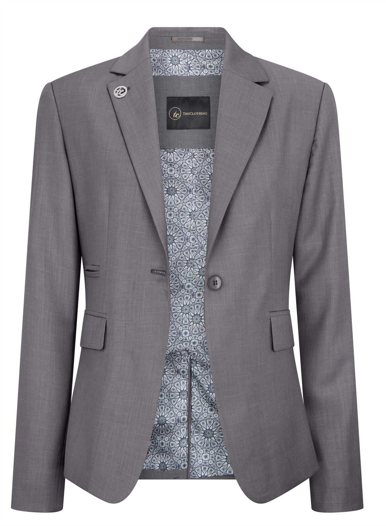 Women's 3 Piece Tailored Fit Plain Grey Formal Office Suit