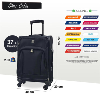 Lightweight Suitcases 4 Wheel Luggage Travel Cases Soft Bags Cabin Set