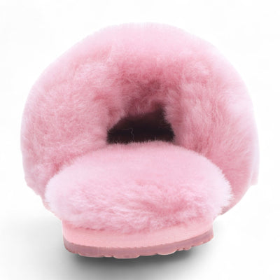 Women's Sheepskin Slippers Pink Warm Winter Fur Sliders - Nordic
