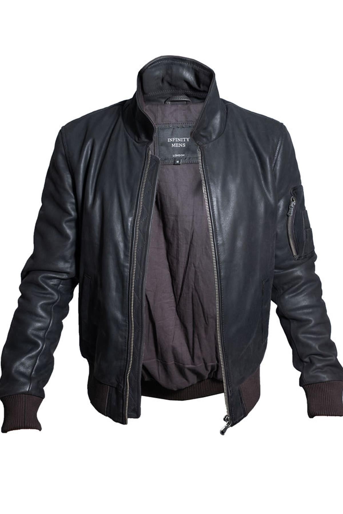 Mens A2 Cowhide Leather Bomber Jacket-Oslo