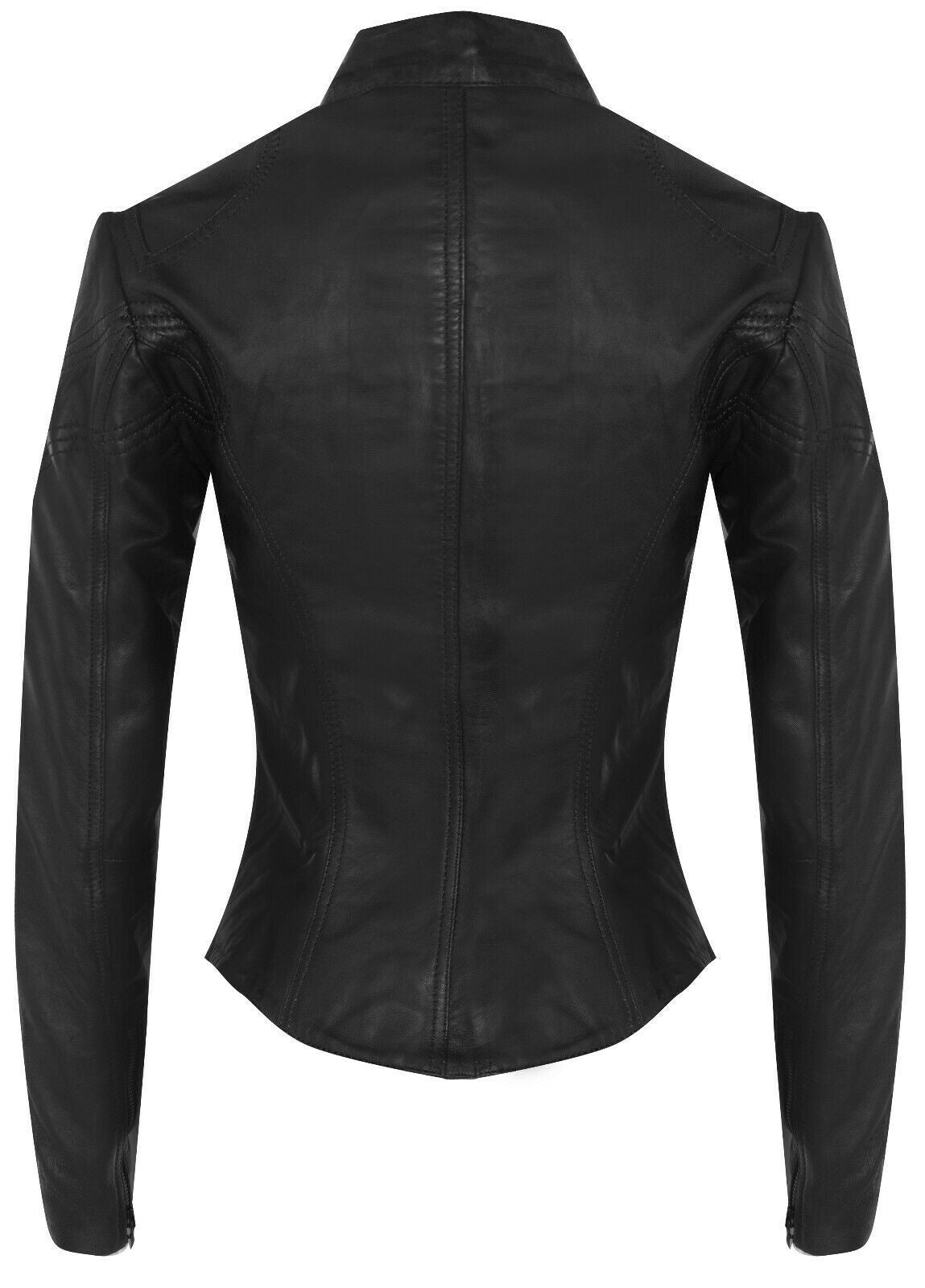 Women's Casual Slim-Fit Leather Biker Jacket-Tulsa