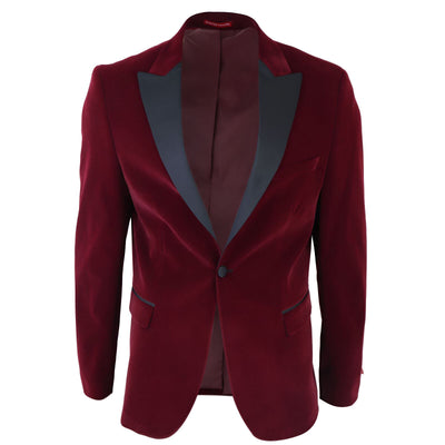 Mens Burgundy Velvet Dinner Tuxedo Suit Jacket Blazer