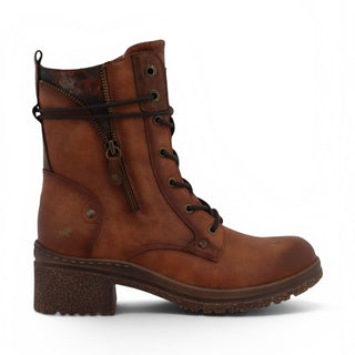 Mustang Women's Cognac Brown Lace-Up Heeled Winter Combat Boots - M0092003