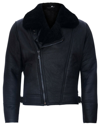 Mens Sheepskin Leather WW2 Bomber Jacket-Tucson
