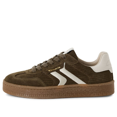 Tamaris Womens Olive Green Suede Leather Fashion Lace Up Sneakers