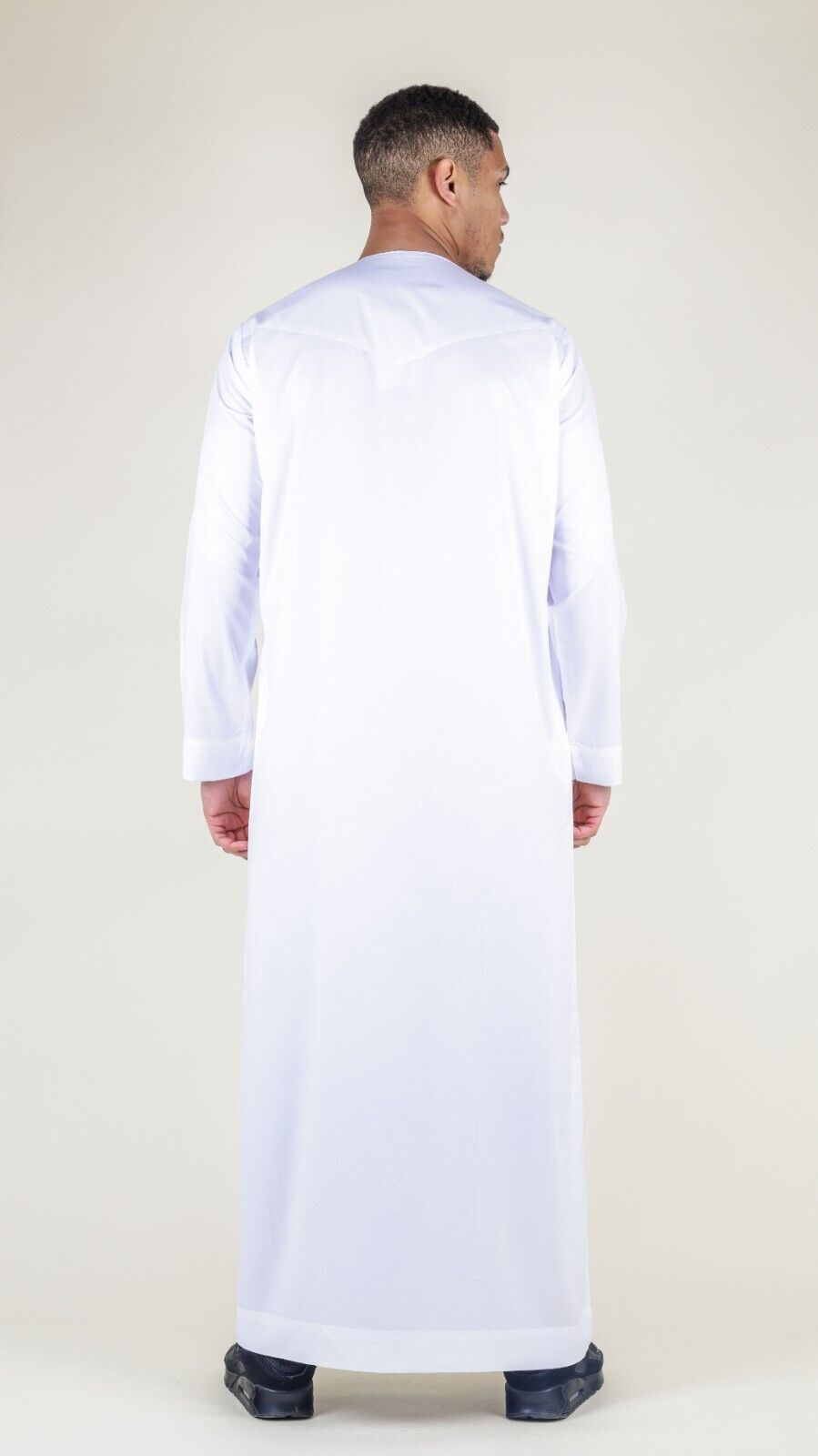 Men's Thobe Robe Satin Emirati Islamic Jubba Eid Slim Fit