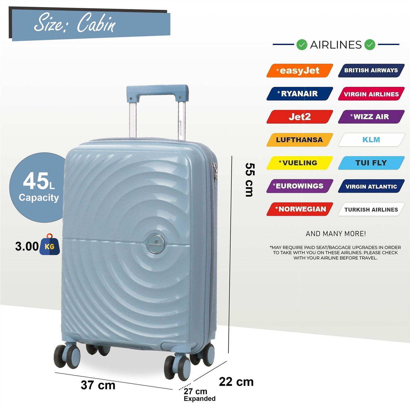Expandable Hard Shell 8 Wheels Luggage Travel Cabin Suitcase Set