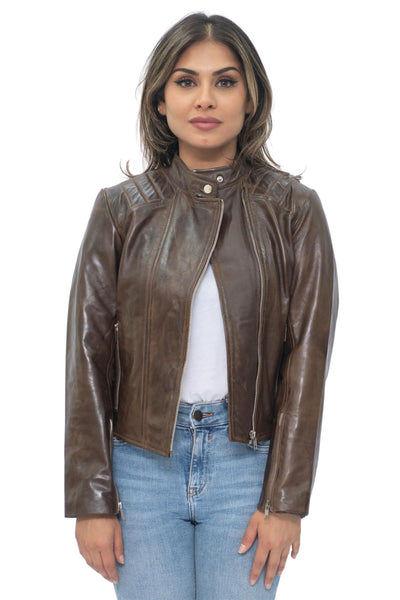 Damen Leder Bikerjacke-Celaya