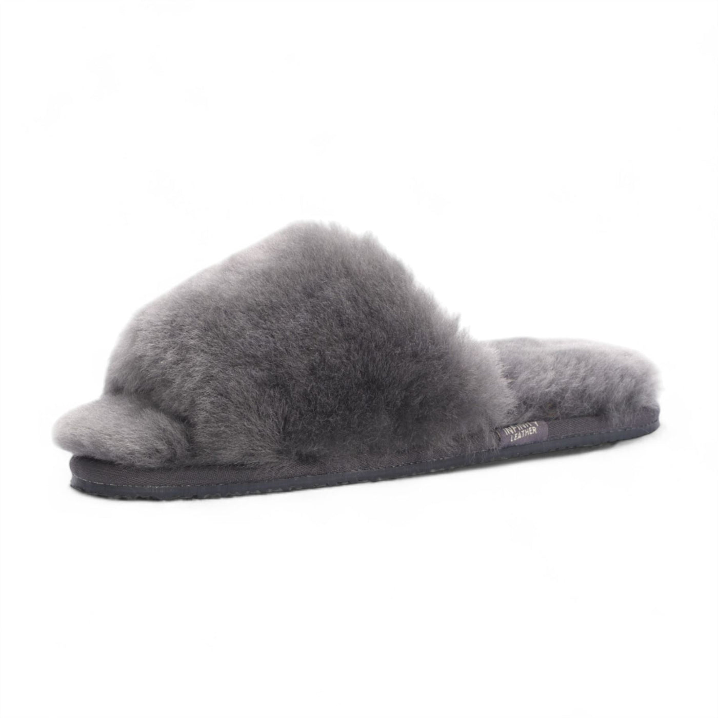 Women's Sheepskin Slippers Grey Warm Winter Fur Sliders - Nordic