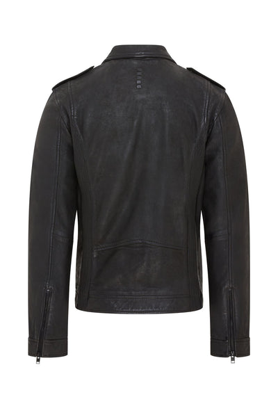 Mens Classic Black Leather Shirt Jacket - Harstad