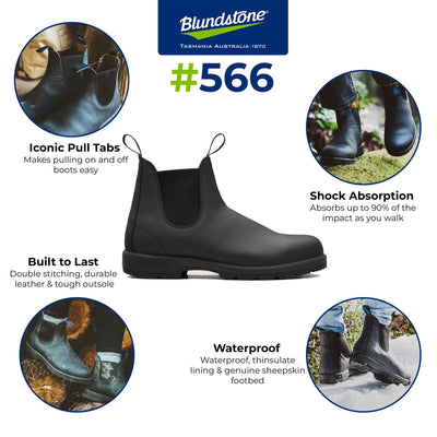 Blundstone #566 Black Thermal Chelsea Boot with Cream