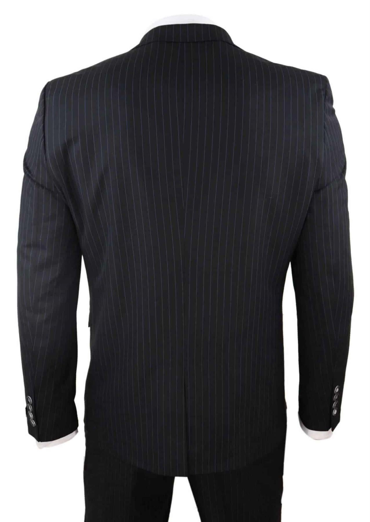 Men's 3 Piece Black Pinstripe Retro Suit