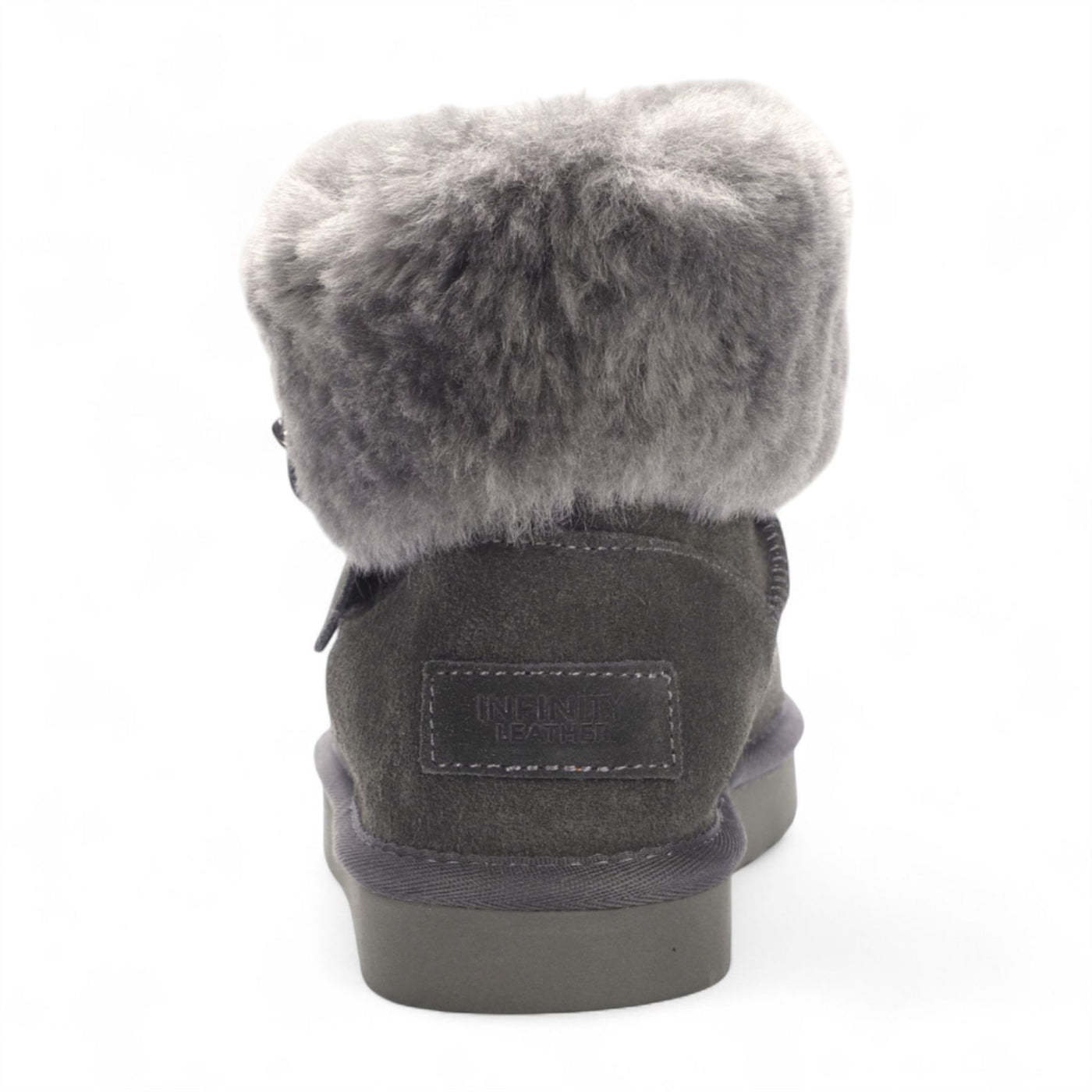 Women's Genuine Sheepskin Grey Suede Ankle Bootie Winter Boots - Granite